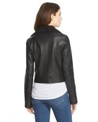 Paige Denim Rooney Leather Jacket With Faux Shearling Collar