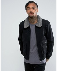 Another Influence Denim Zip Jacket With Borg