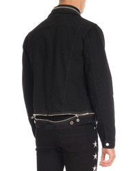 Givenchy Distressed Denim Trucker Jacket Black