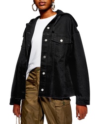 Topshop Hooded Hybrid Denim Jacket