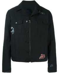 Lanvin Embroidered Zip Up Denim Jacket
