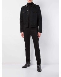 Saint Laurent Leather Collar Denim Jacket