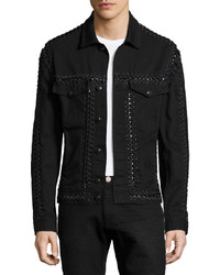 Versace Long Sleeve Jacket Wwoven Stitch Detail Black