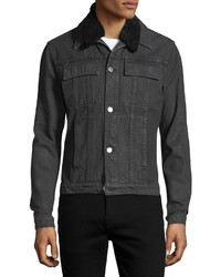 Helmut Lang Mr 87 Denim Jacket With Faux Fur Collar