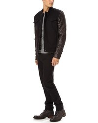 Alexander Wang T By Jean Jacket With Leather Sleeves