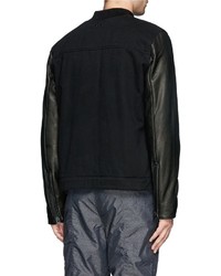 Alexander Wang T By Leather Sleeve Denim Jacket