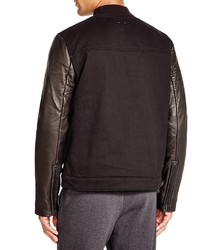 Alexander Wang T By Leather Sleeve Denim Jacket