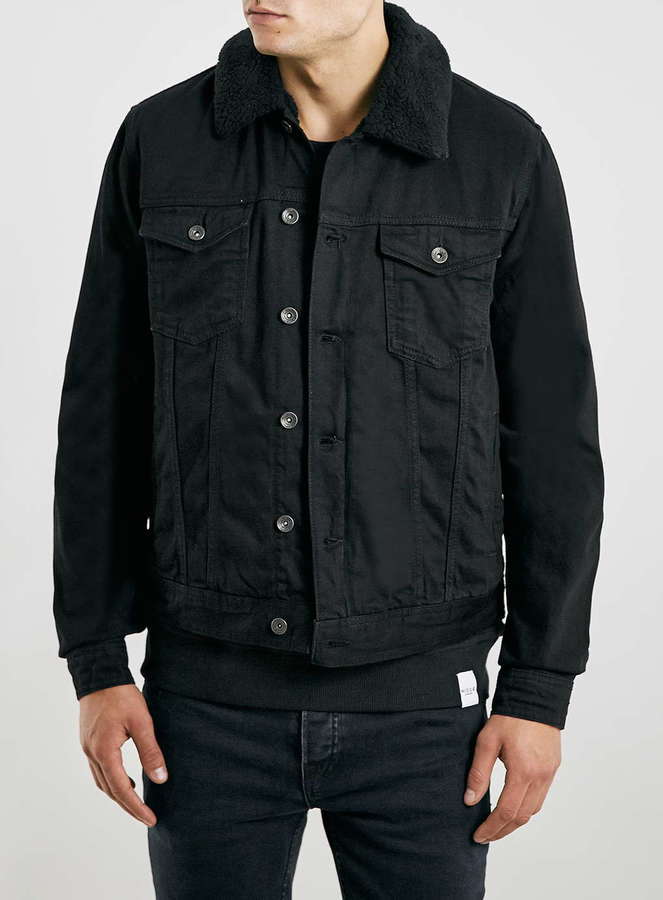 black borg lined denim jacket