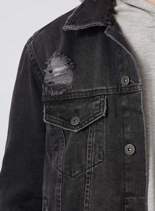 Topman distressed denim store jacket