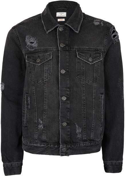 Buy Men's Denim Jacket Ripped Distressed Jeans Jacket Rugged Trucker Jacket  For Man (Black,XXL) Online at desertcartINDIA