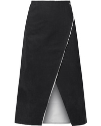 SIMON MILLE Mackie Frayed Denim Wrap Midi Skirt