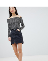 Asos Petite Asos Design Petite Denim Pelmet Skirt In Washed Black
