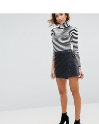 Asos Tall Asos Tall Denim Mini Wrap Skirt In Washed Black