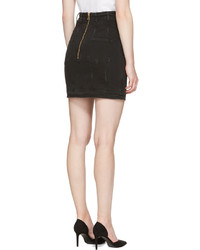 Balmain Black Denim Buttons Miniskirt