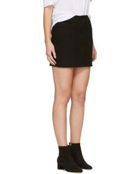 Frame Black Denim Le Mini Frayed Edges Miniskirt