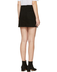 Frame Black Denim Le Mini Frayed Edges Miniskirt