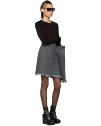 Facetasm Black Denim Miniskirt