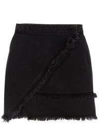 River Island Black Frayed Trim Denim Mini Skirt