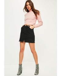 Missguided Black Raw Hem Mini Skirt