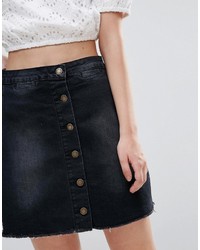 Brave Soul Button Denim Mini Skirt