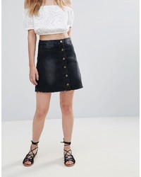 Brave Soul Button Denim Mini Skirt