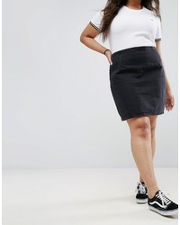 Asos Curve Curve Denim Mini Skirt In Washed Black
