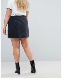Asos Curve Curve Denim Mini Wrap Skirt In Washed Black