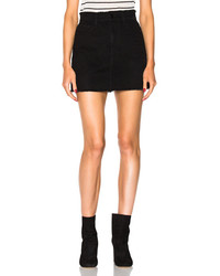 Frame Denim Le Mini Skirt Frayed In Black
