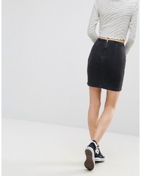Asos Denim Mini Skirt In Washed Black
