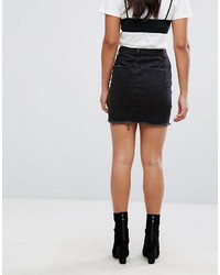 Missguided Distressed Denim Mini Skirt