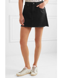 Madewell Frayed Denim Mini Skirt Black