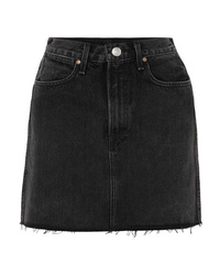 Rag & Bone Moss Frayed Denim Mini Skirt