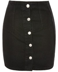 Topshop Moto Button Front Denim Mini Skirt