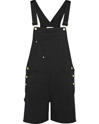 Black Denim Overall Shorts