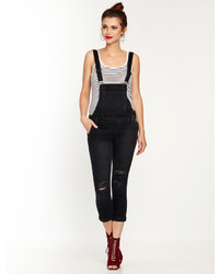 A Pea in the Pod Black Orchid Destructed Skinny Maternity Overall