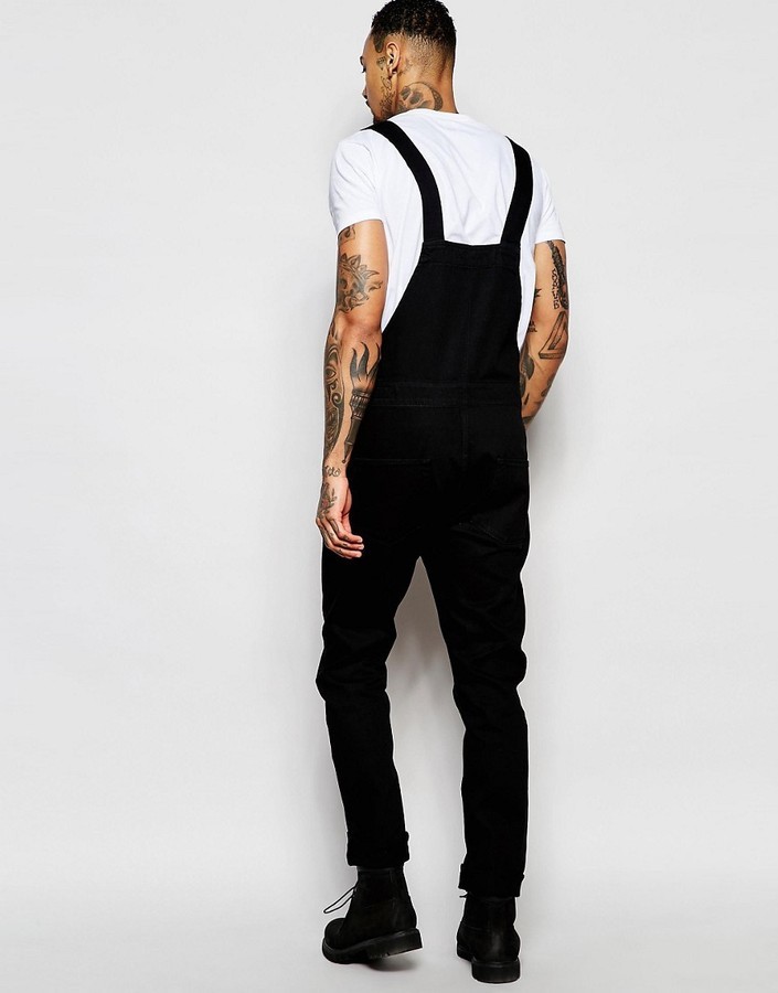 Asos Brand Denim Overalls In Black, $65 | Asos | Lookastic