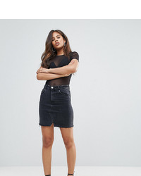 Asos Tall Asos Design Tall Denim Pelmet Skirt In Washed Black