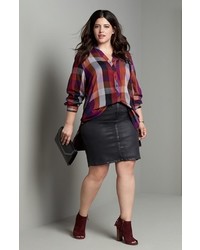 Melissa McCarthy Plus Size Seven7 Coated Denim Pencil Skirt