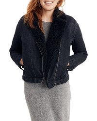 Madewell Faux Shearling Motorcycle Jean Jacket