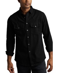 Rowan Abilene Cotton Denim Button Up Shirt In Overdyed Black At Nordstrom