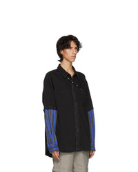 Balenciaga Black And Blue Combo Fabric Shirt
