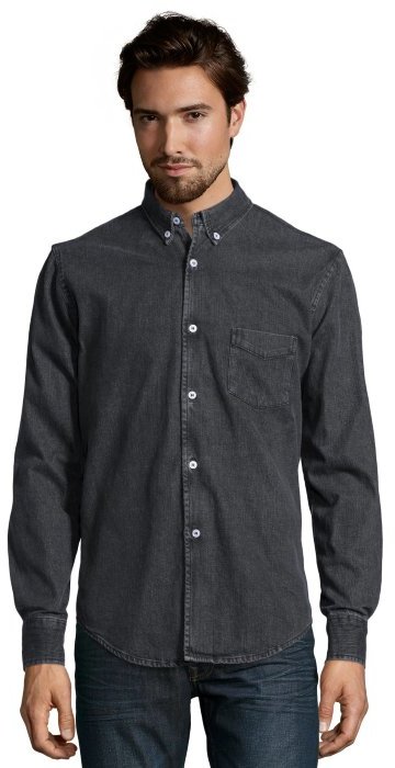 black jean button up shirt