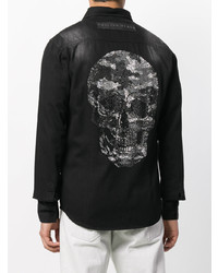 Philipp Plein Embellished Skull Denim Shirt