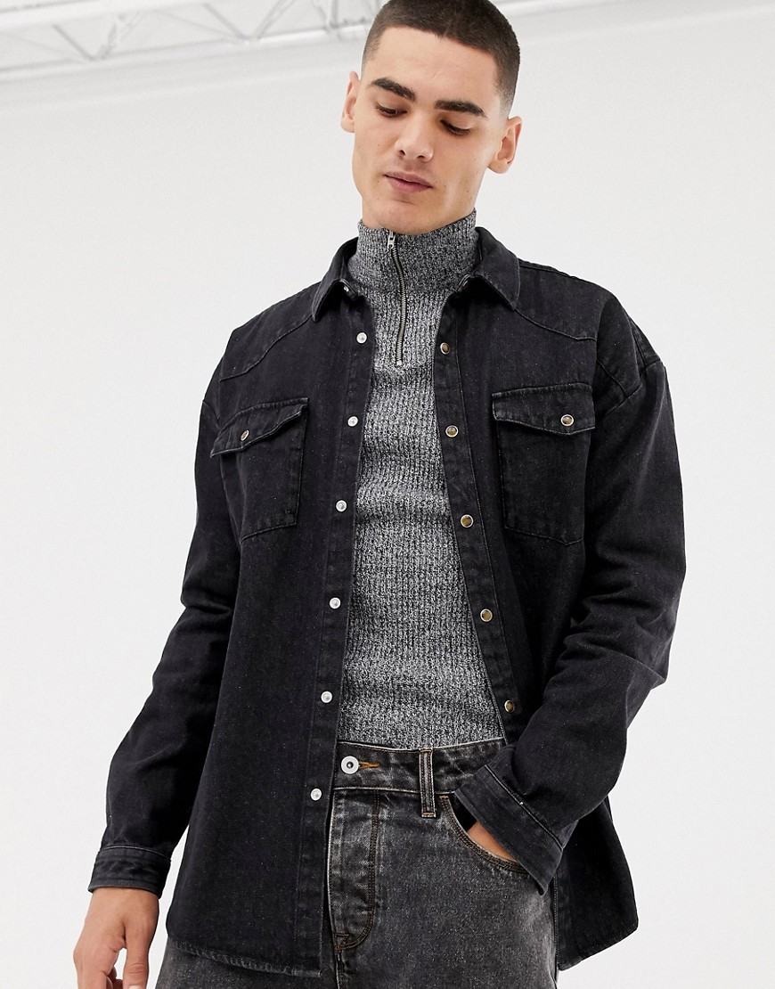 Wrangler Men's Denim Shirt Western Snap Front Black S M L XL XXL Regular  Fit New | eBay