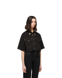 Versace Jeans Couture Black Denim Cropped Shirt