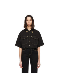 Versace Jeans Couture Black Denim Cropped Shirt