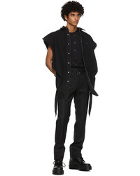 Johnlawrencesullivan Black Denim Oversized Piercing Sleeveless Shirt
