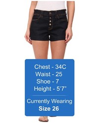 7 For All Mankind Biancha Shorts W Exposed Buttons In Rich Rinse Runway Denim
