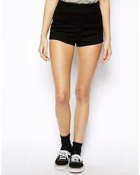 Asos Collection High Waist Denim Hot Pant In Clean Black