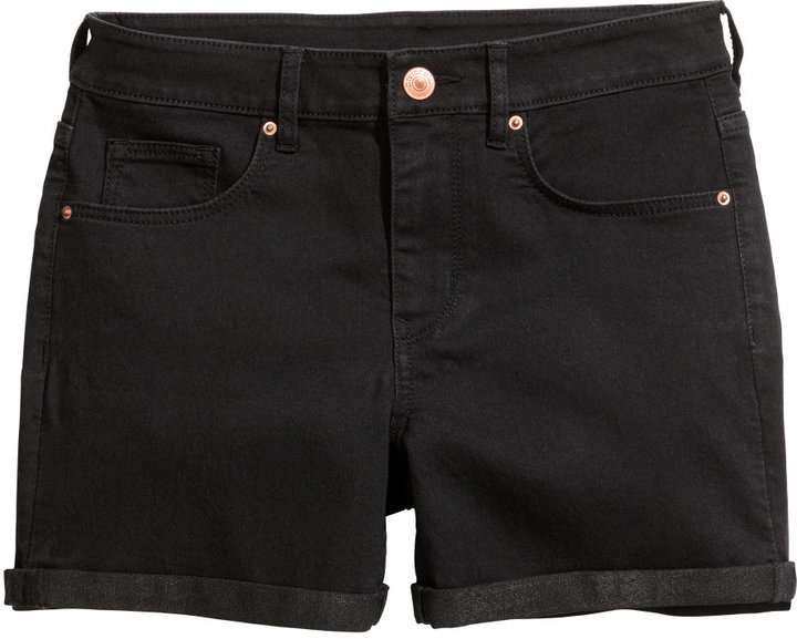 h&m black denim shorts